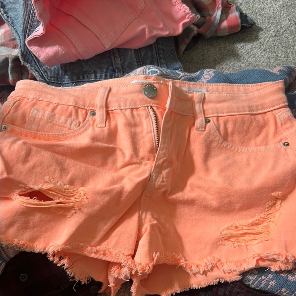 YMI Orange Jean Shorts Distressed Cut-Off Style